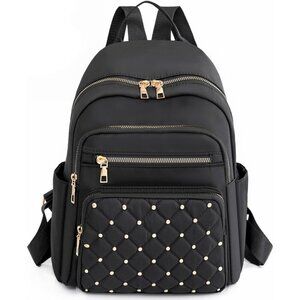 Mini Nylon Backpack for Women Lightweight Travel Purse G Black Small Trendy Bag